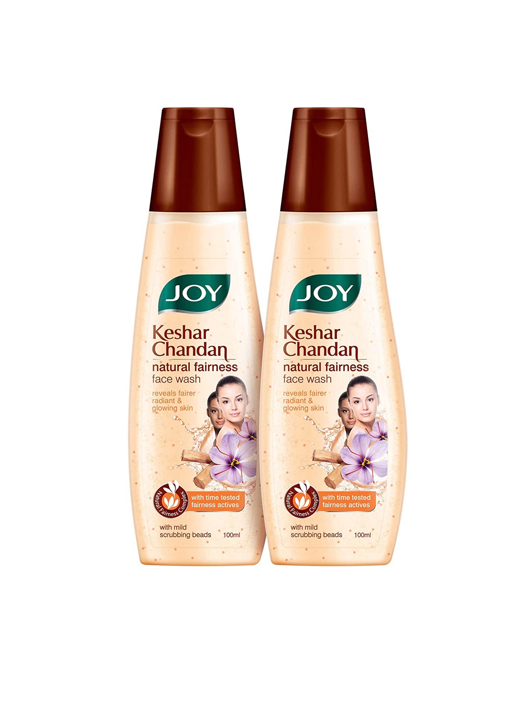 

JOY Set of 2 Keshar Chandan Natural Fairness Face Wash - 100 ml Each, Beige