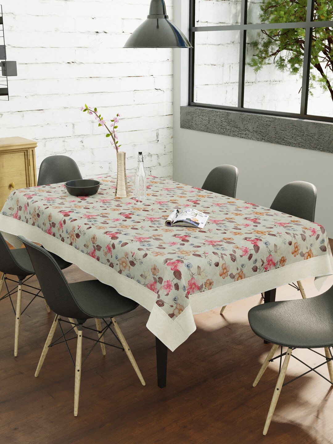 

Clasiko Beige & Pink Printed 6 Seater Dining Table Cover