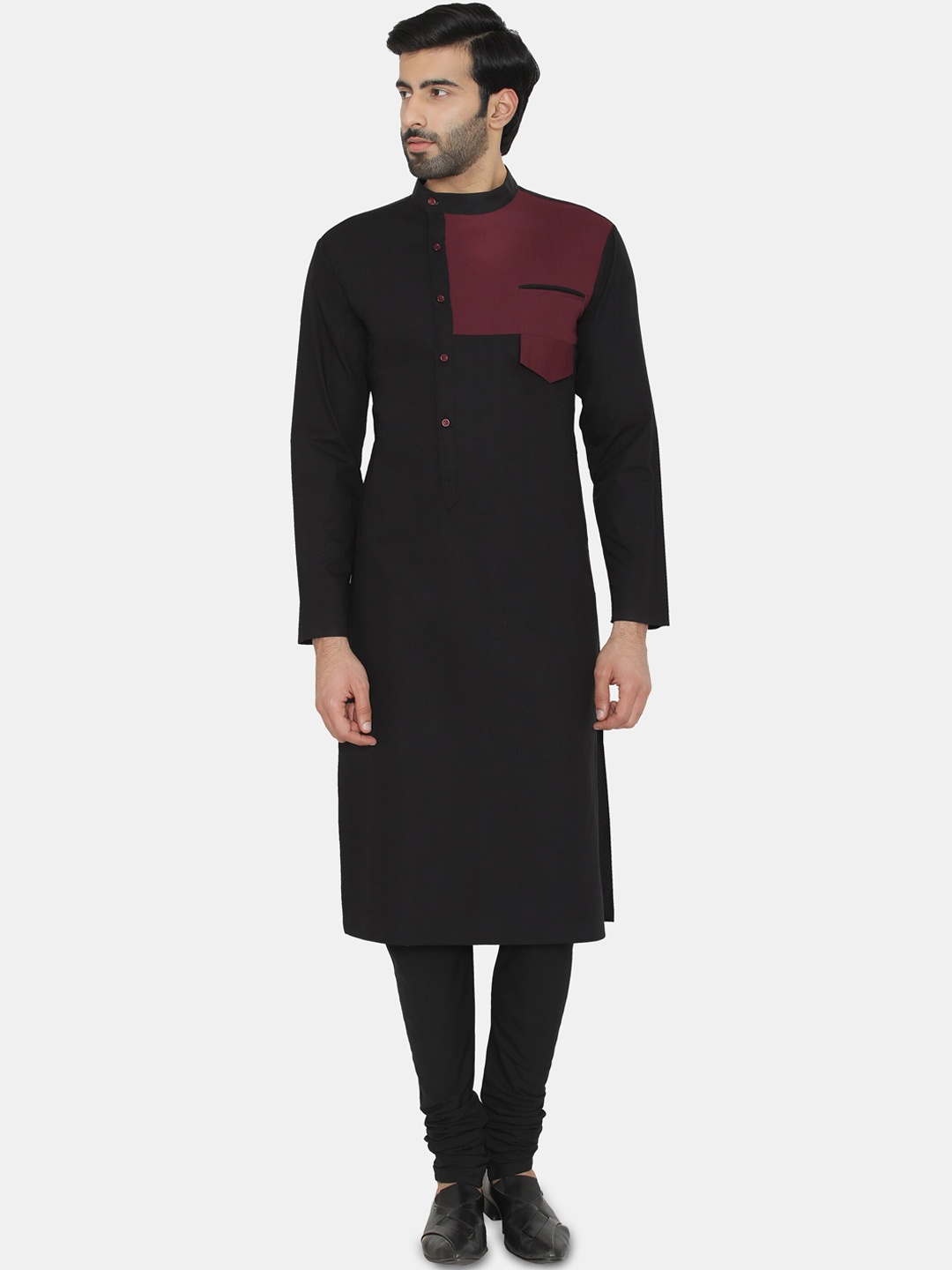

Raas Men Black & Maroon Kurta