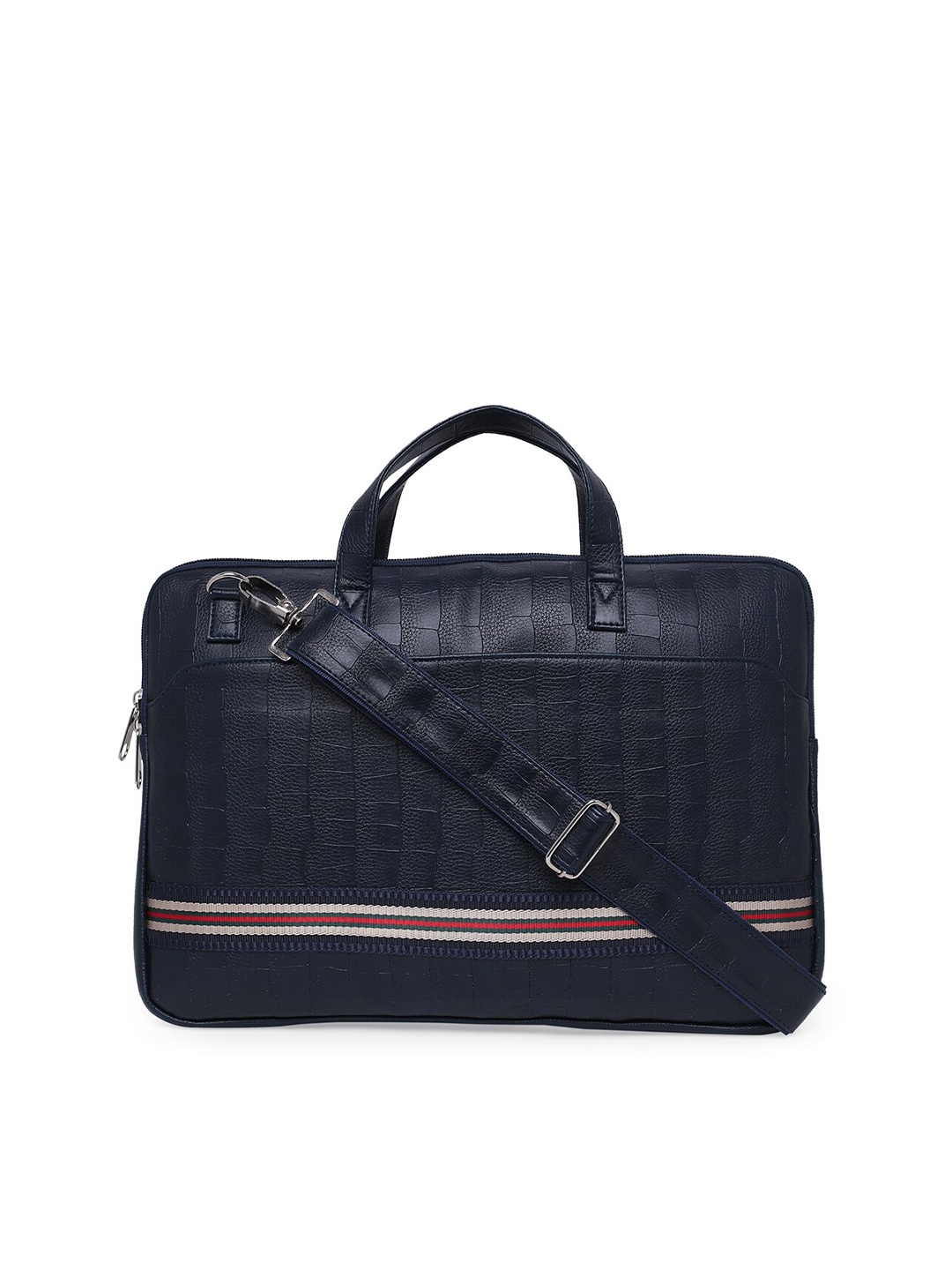 

MBOSS Unisex Navy Blue Croc Textured Faux Leather Laptop Bag