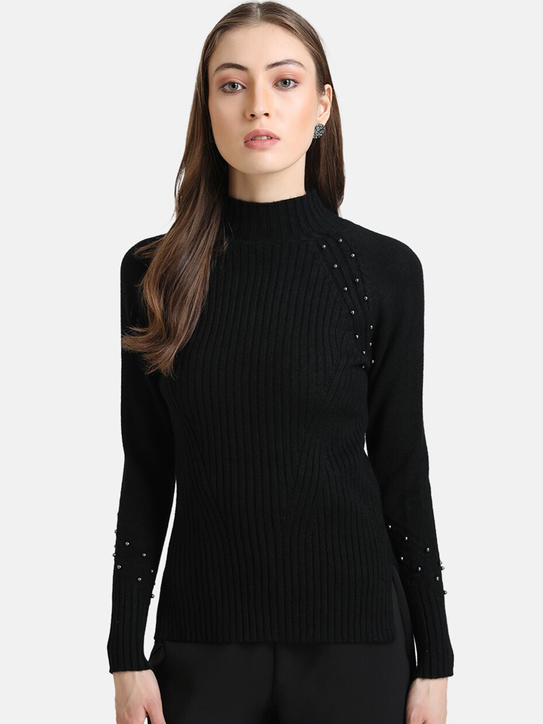 

Kazo Women Black Beaded Pullover