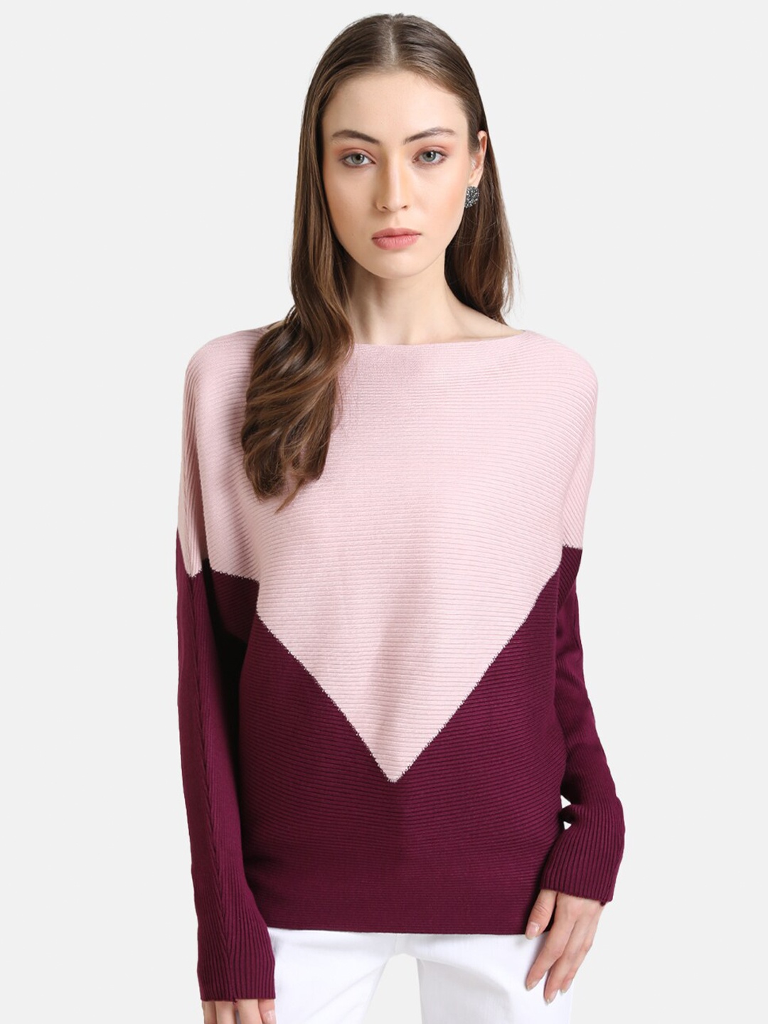 

Kazo Women Purple & Pink Colourblocked Pullover