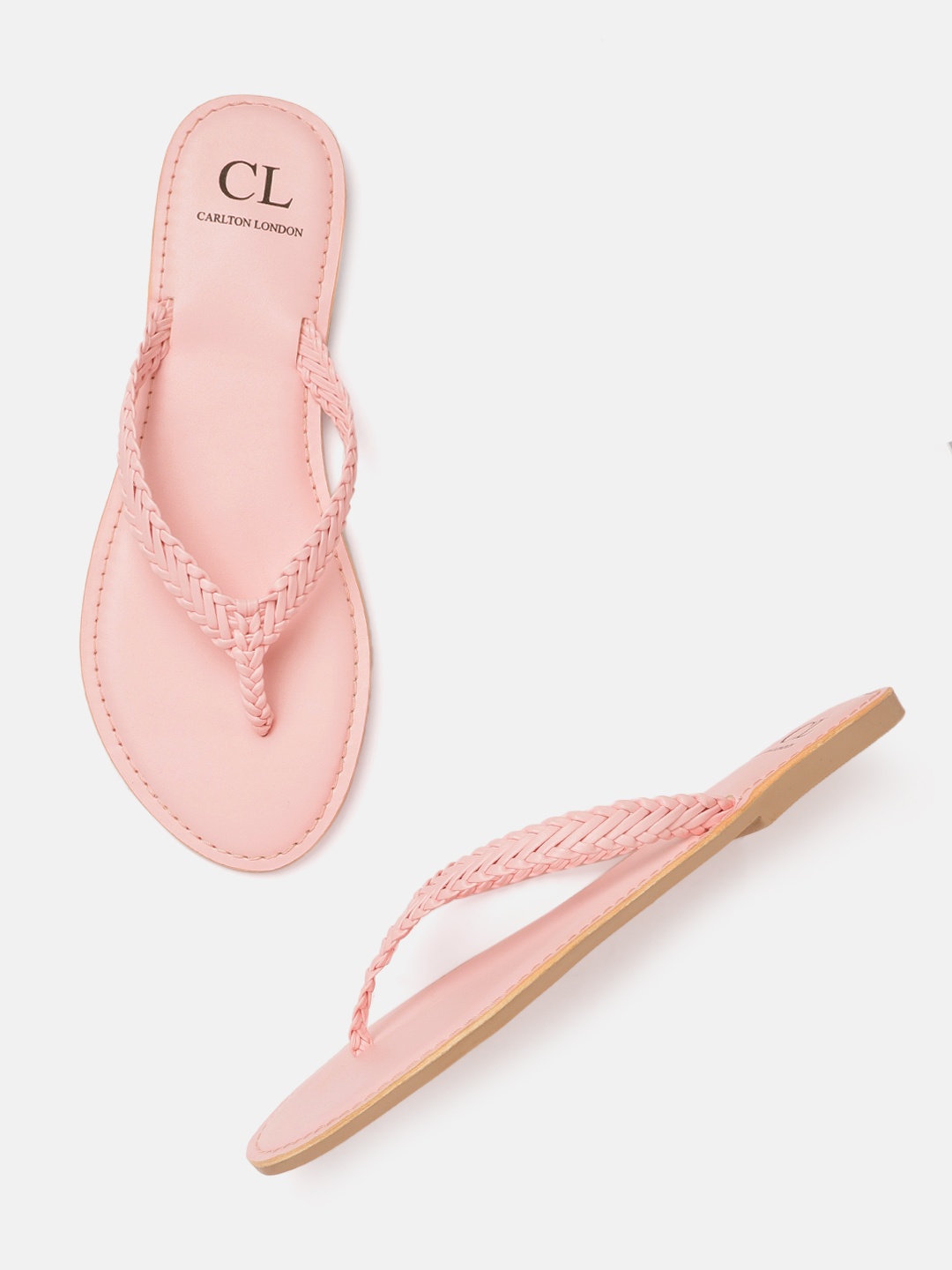 

Carlton London Women Pink Braided Open Toe Flats