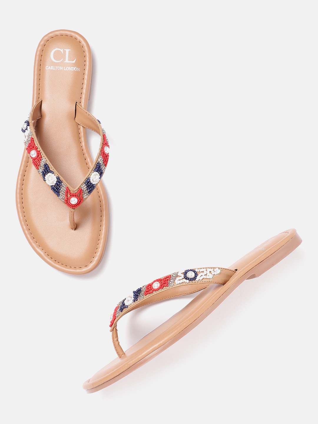 

Carlton London Women Multicoloured Embellished Open Toe Flats, Multi