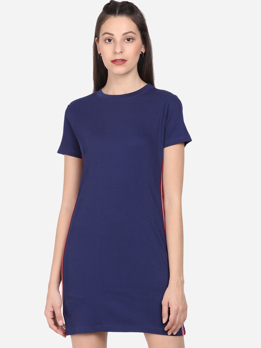 

BEVERLY BLUES Navy Blue Solid T-shirt Dress