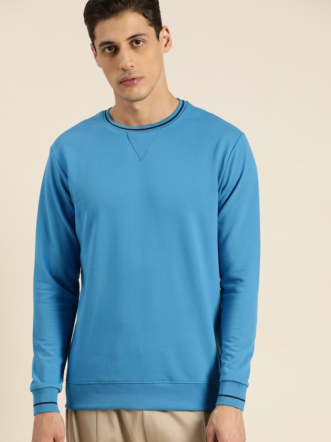 

ether Men Blue Solid Sweatshirt