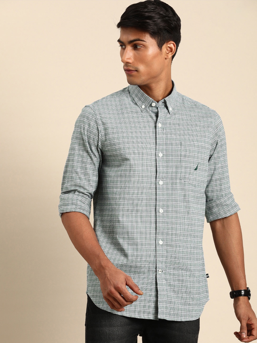 

Nautica Men Multicoloured Classic Fit Checked Casual Shirt, Multi