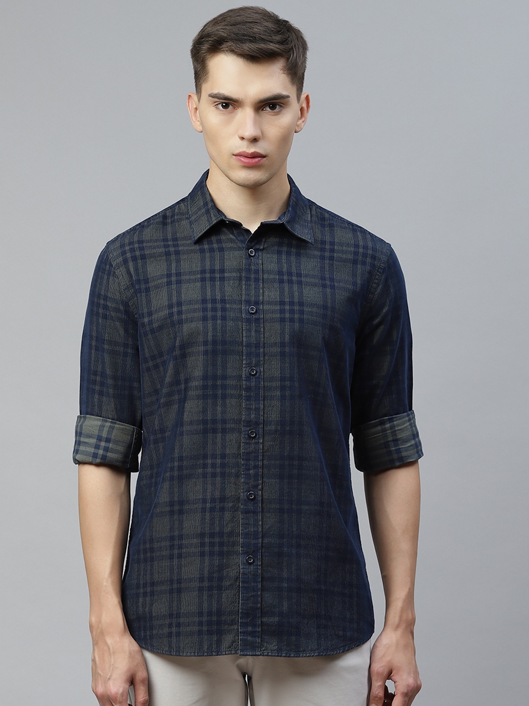 

Marks & Spencer Men Khaki Cotton Tartan Checks Opaque Checked Casual Shirt