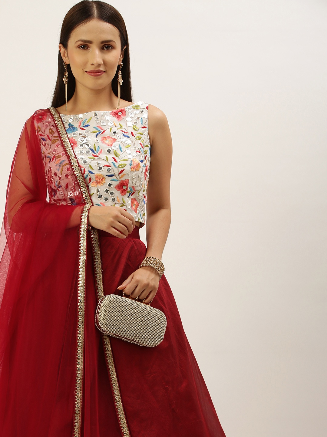 

Ethnovog Multicoloured Made to Measure Lehenga Blouse With Dupatta, Multi