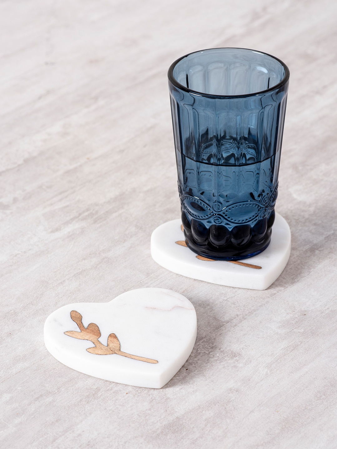 

nestroots Set Of 2 White & Brown Marble Coasters