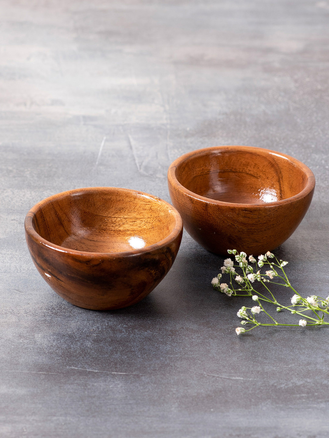 

nestroots Set of 2 Brown Solid Wooden Serving Bowls