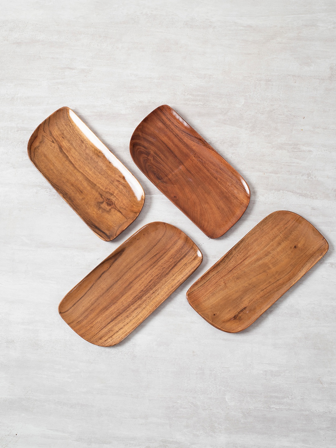 

nestroots Brown Wooden 4 Pieces Serving Platter