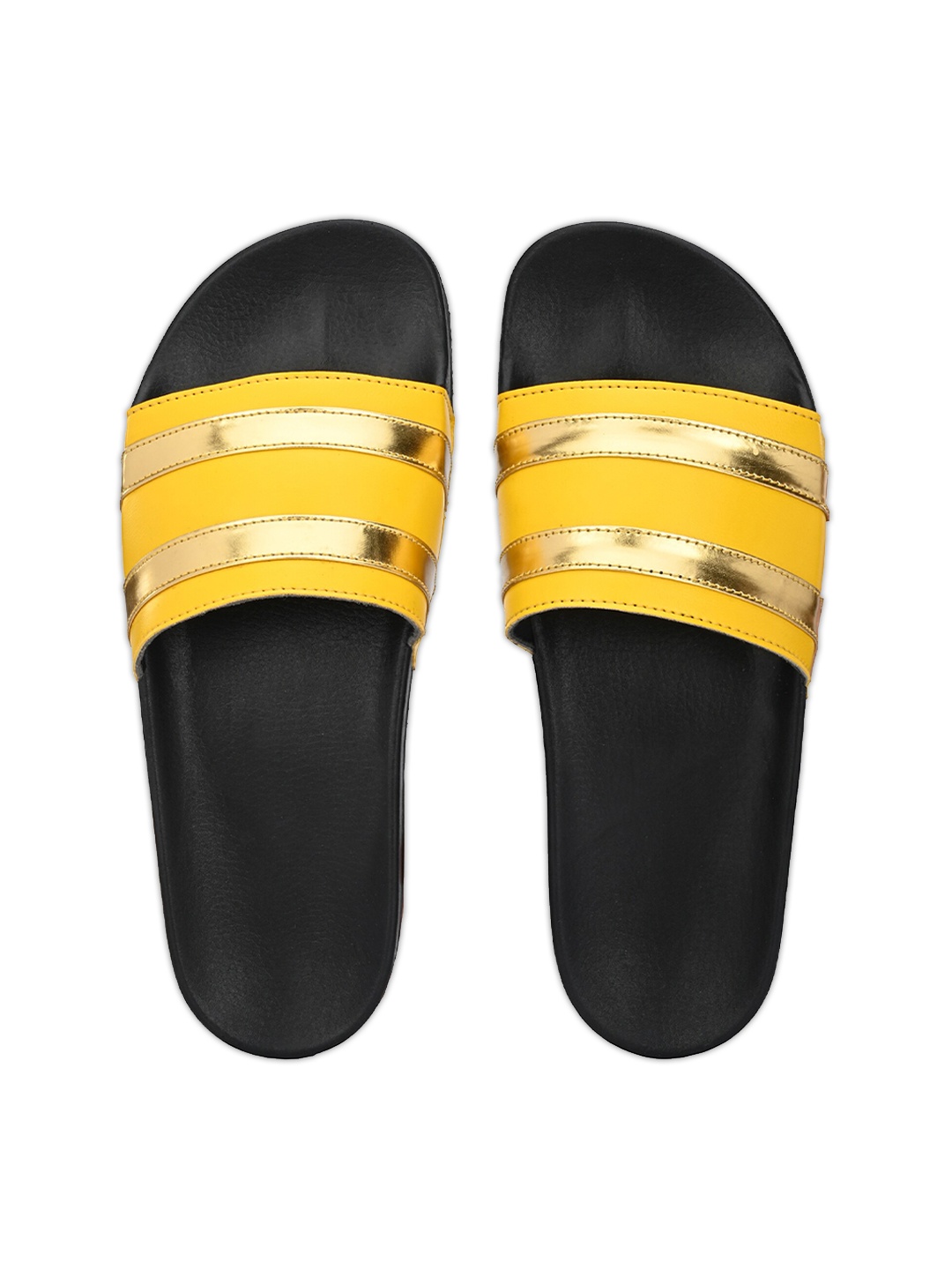 

KLEAT Men Yellow & Gold-Toned Sliders