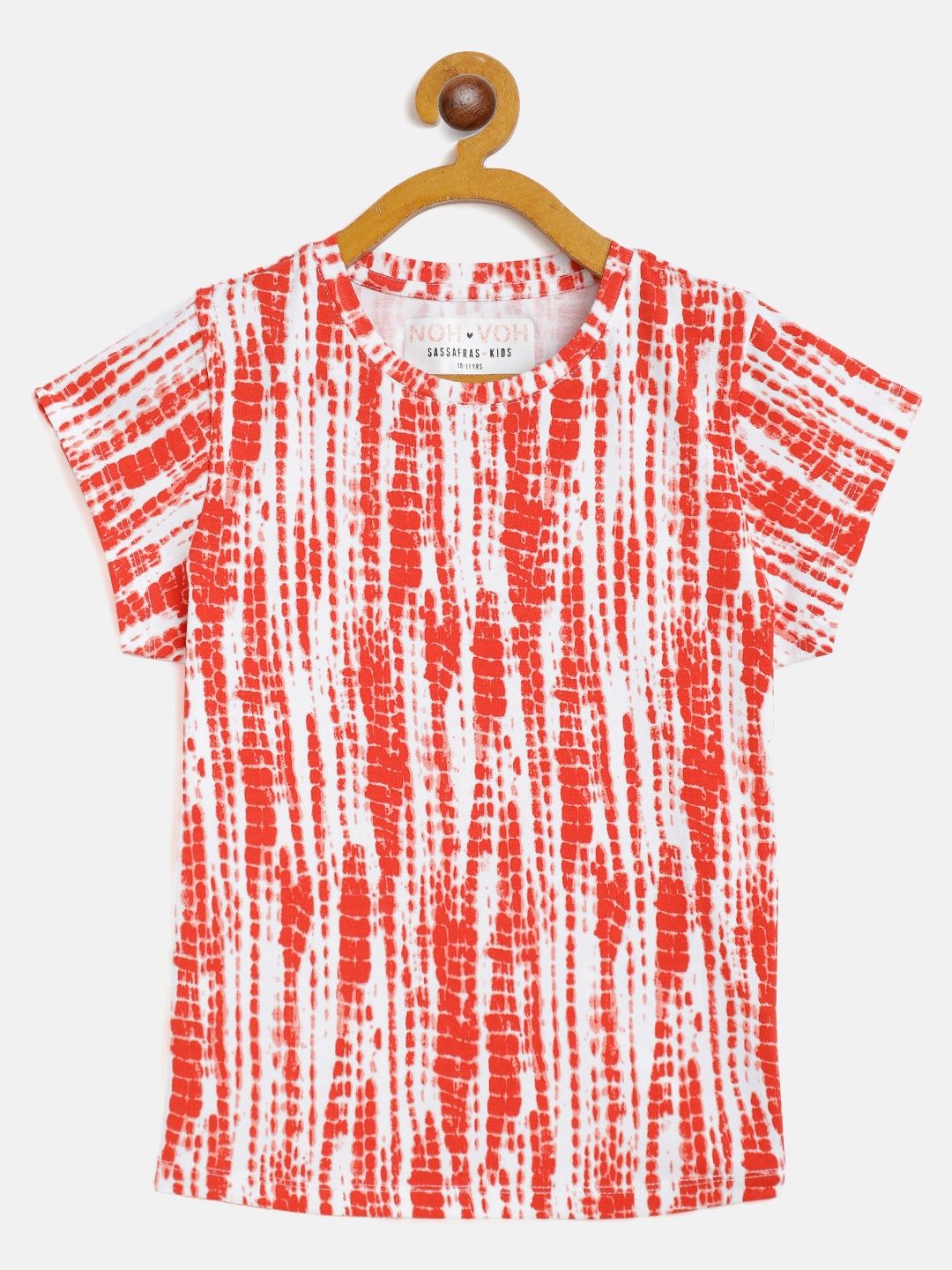 

Noh Voh - SASSAFRAS Kids Girls Red & White Dyed T-shirt
