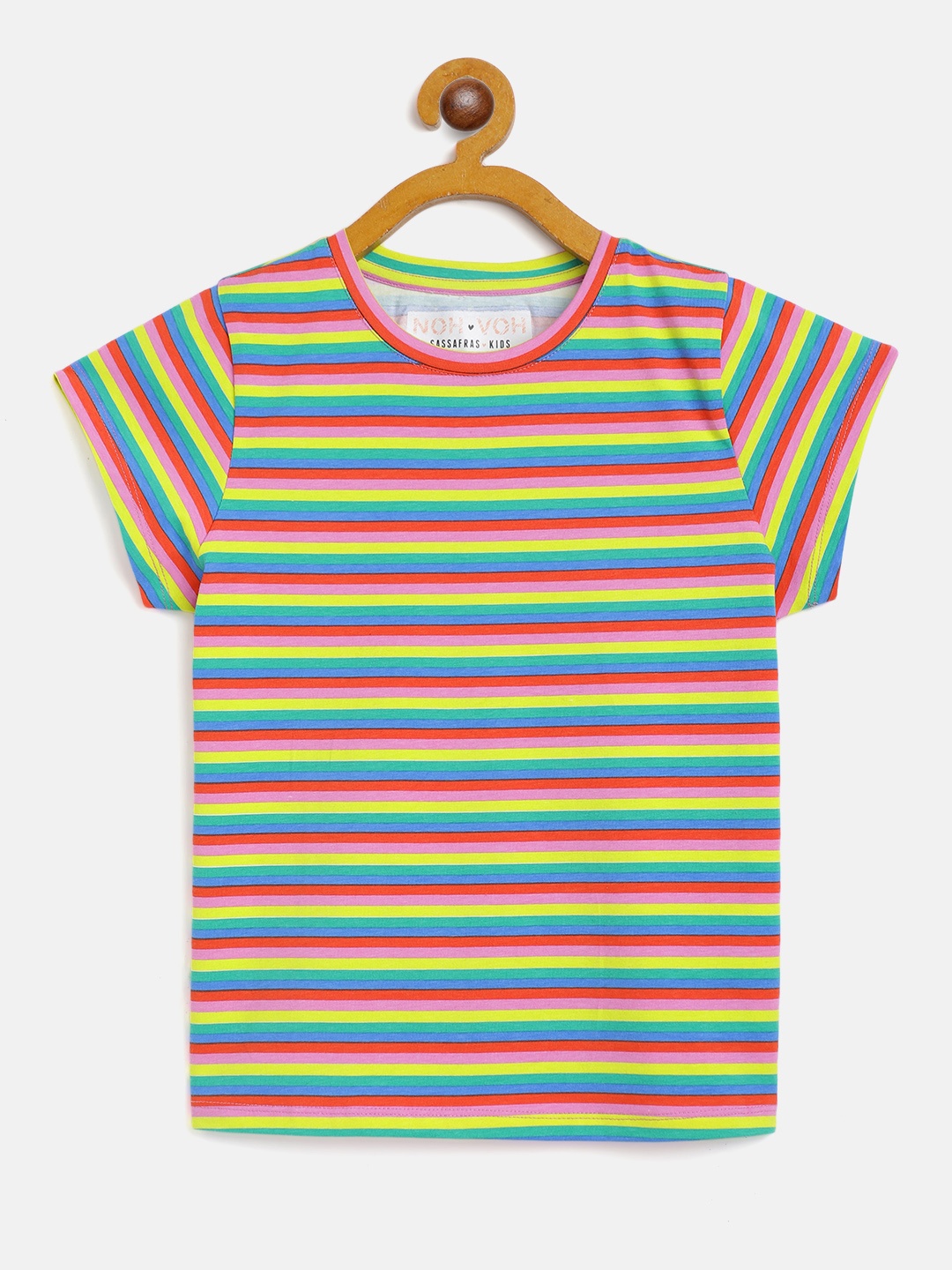 

Noh Voh - SASSAFRAS Kids Girls Multicoloured Striped Round Neck T-shirt, Multi