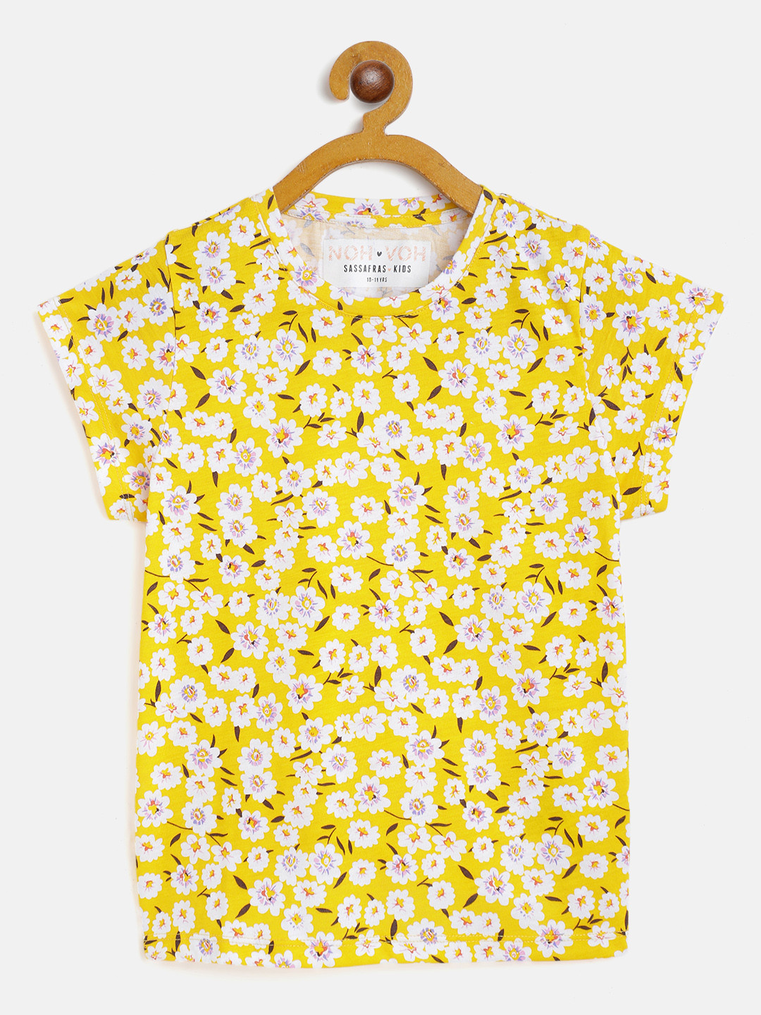 

Noh Voh - SASSAFRAS Kids Girls Yellow & White Floral Print T-shirt