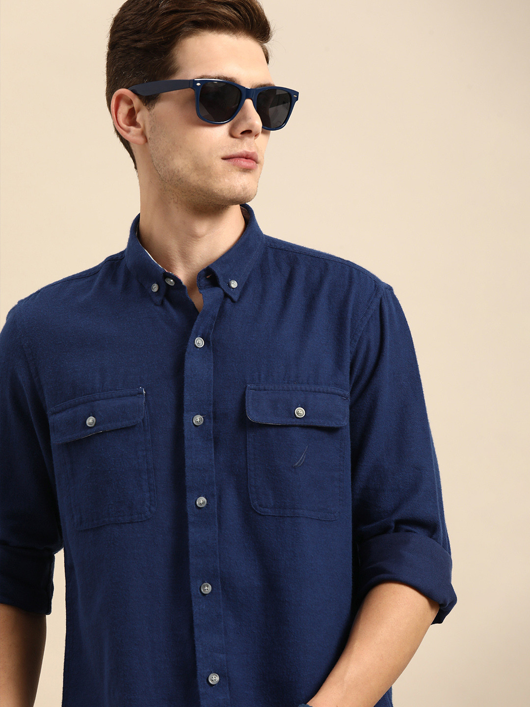 

Nautica Men Navy Blue Regular Fit Opaque Casual Shirt
