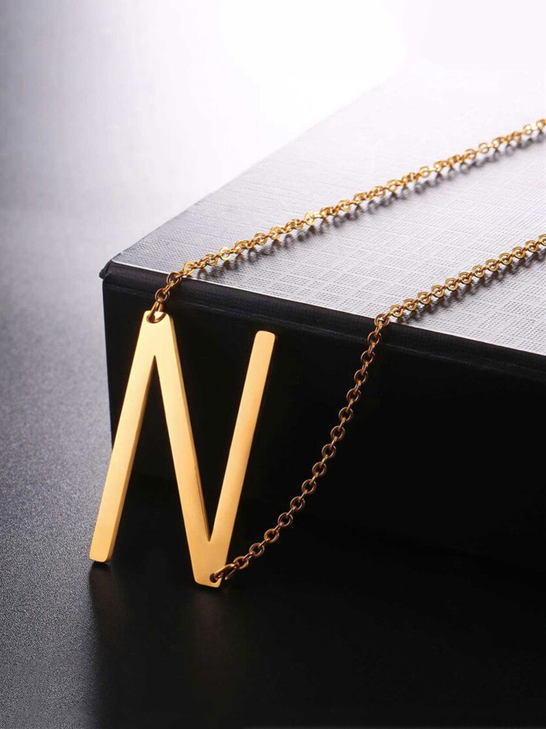 

Yellow Chimes Gold -toned Initial Alphabet Letter Pendant With Chain