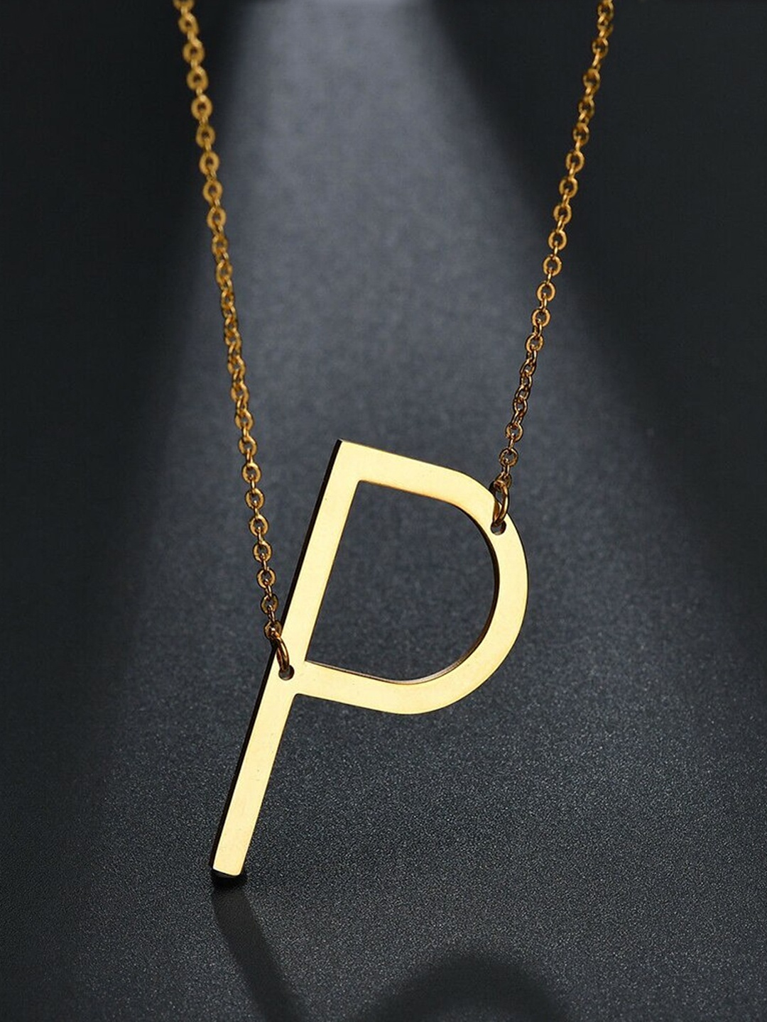 

Yellow Chimes Women Gold-Toned Stainless Steel P Alphabet Pendant With Chain