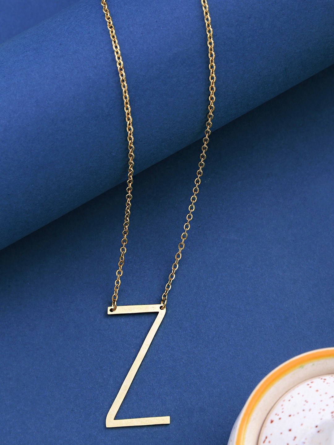 

Yellow Chimes Gold-Toned Alphabet Z Stainless Steel Pendant With Chain