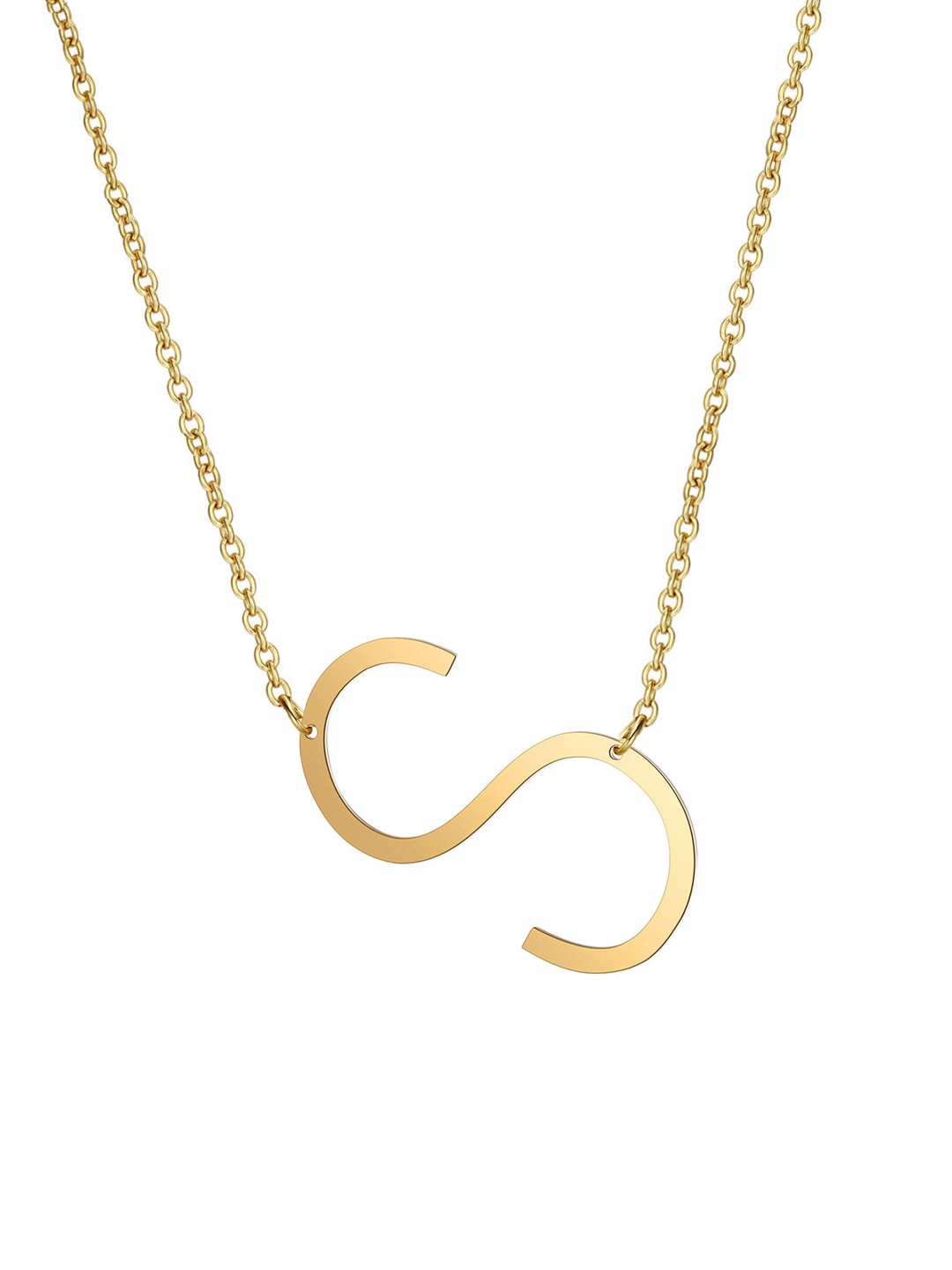 

Yellow Chimes Gold -toned Initial Alphabet Letter S Pendant With Chain