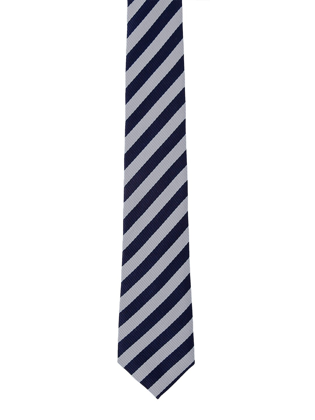 

Blacksmith Men Grey & Navy Blue Striped Broad Tie