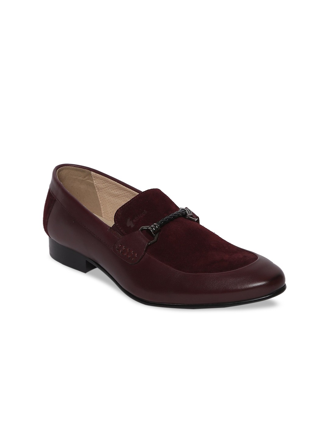 

GABICCI Men Burgundy-Coloured Solid Leather Formal Loafers