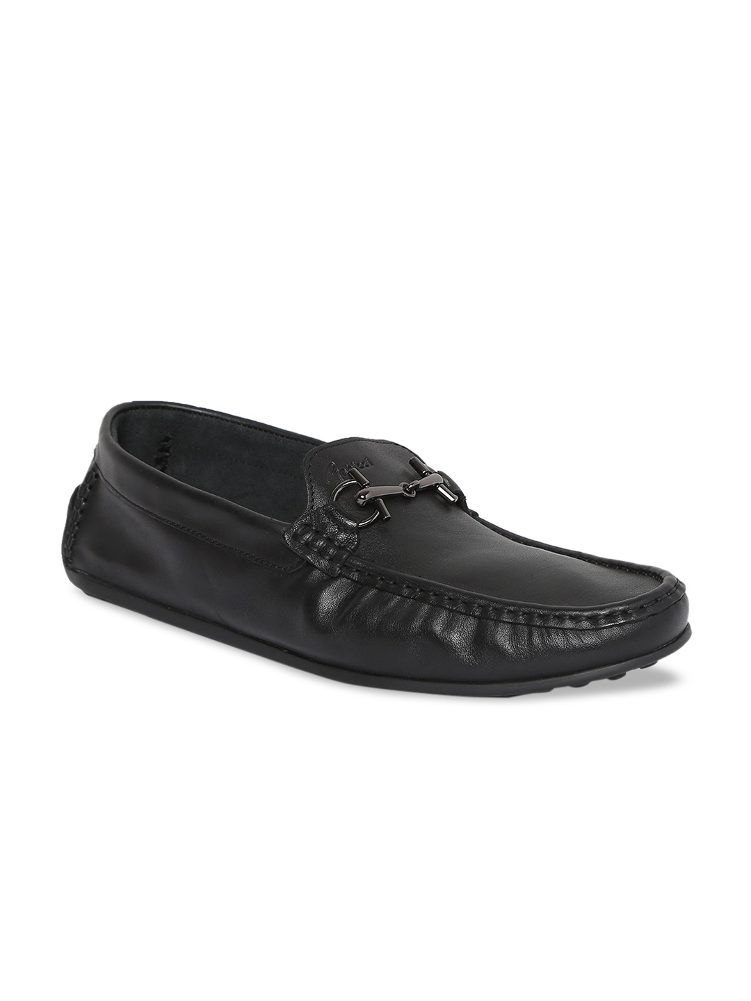 

GABICCI Men Black Leather Driving Shoes