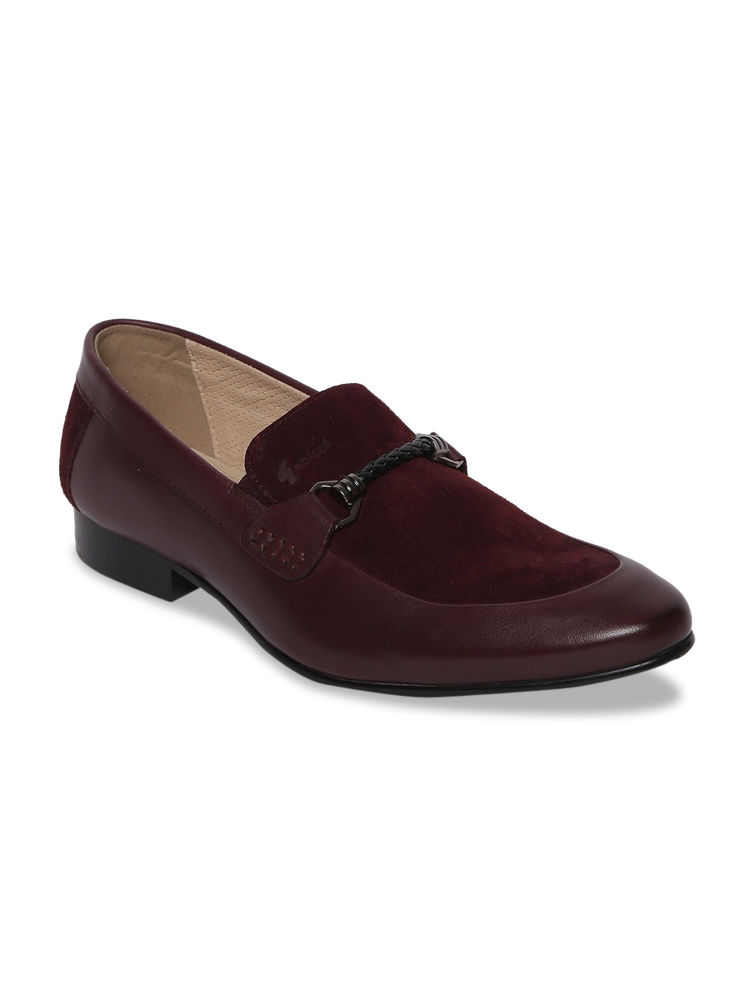 

GABICCI Men Burgundy-Coloured Solid Leather Formal Loafers