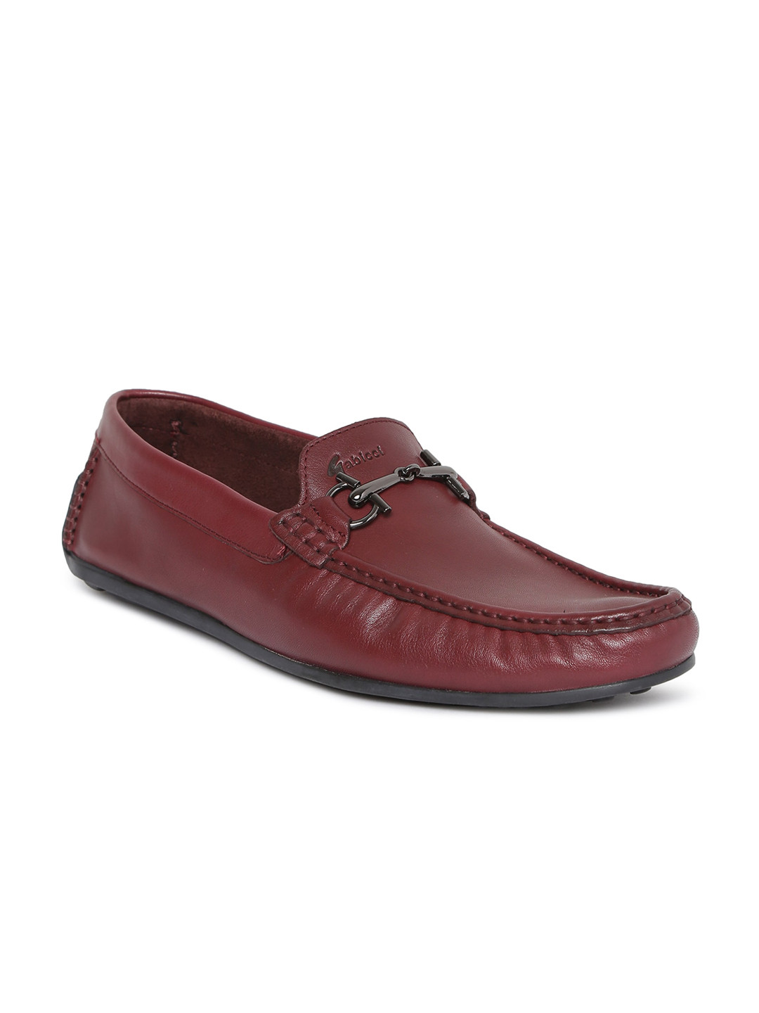 

GABICCI Men Burgundy Leather Loafers