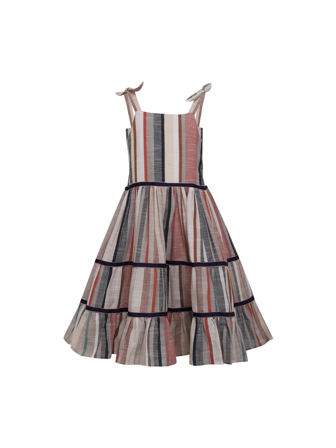 

A Little Fable Multicoloured Striped Tiered Dress, Multi