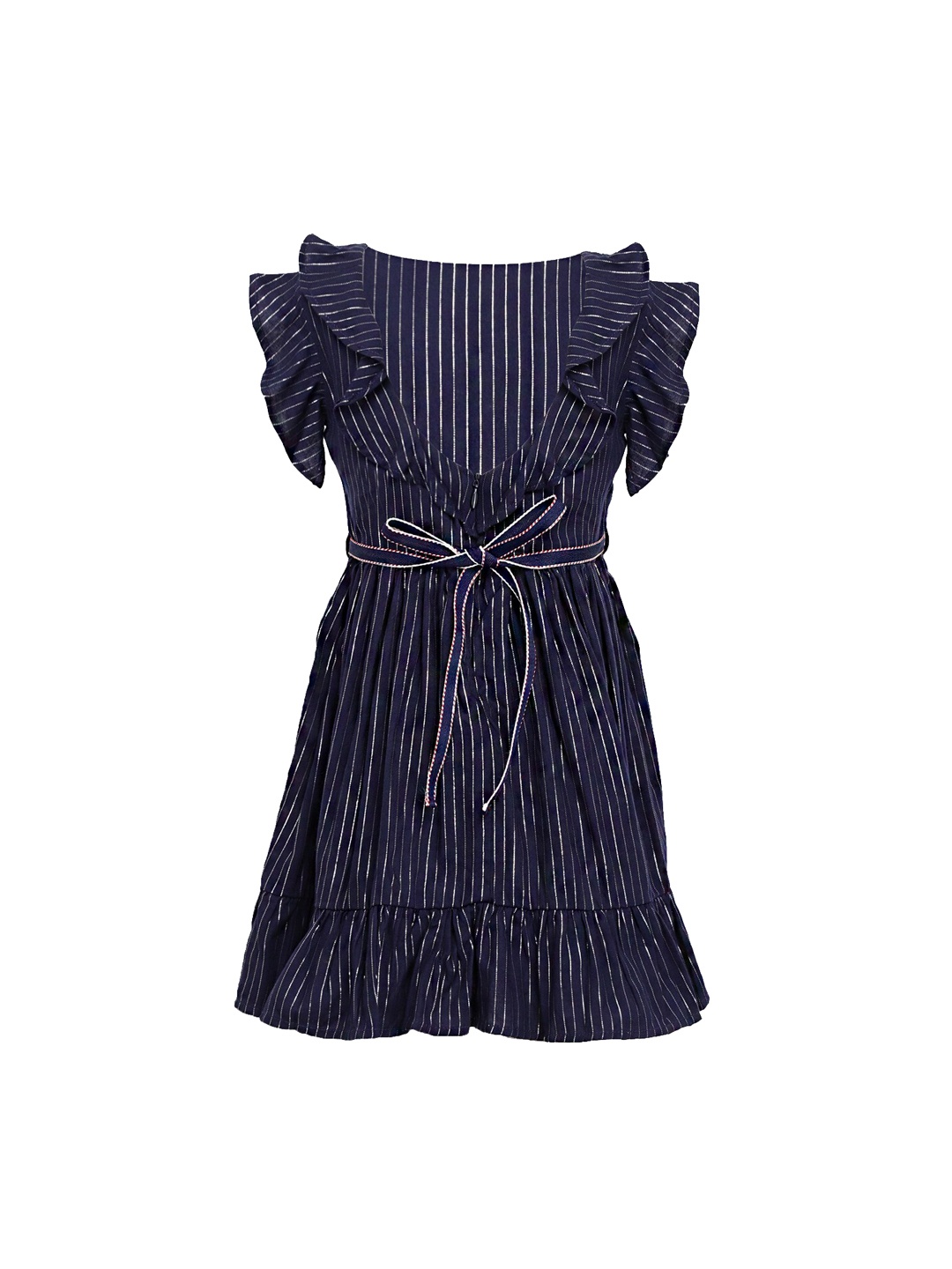 

A Little Fable Blue Striped Flutter Dress