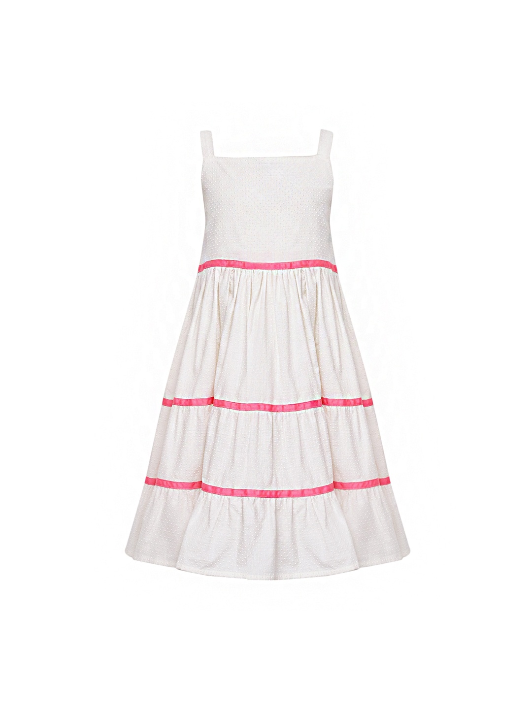 

A Little Fable Girls White & Pink Tiered Dress