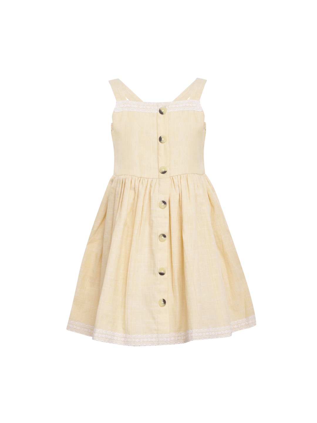 

A Little Fable Yellow & White Fit And Flare Dress