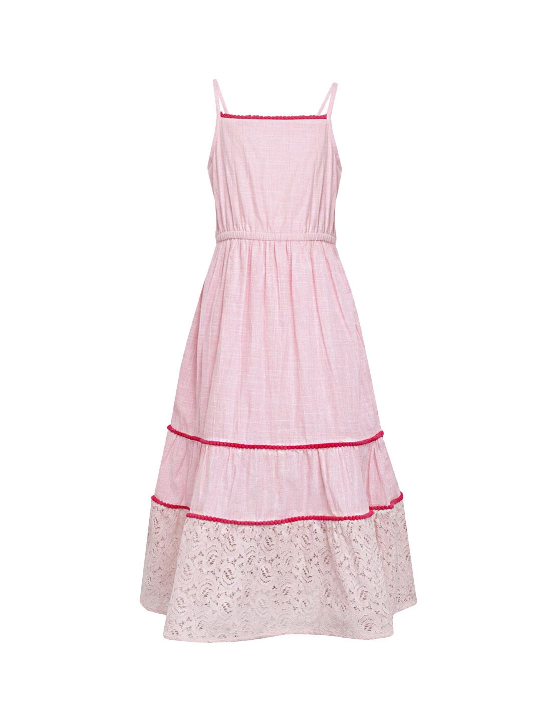 

A Little Fable Pink Gathered And Tiered Dress