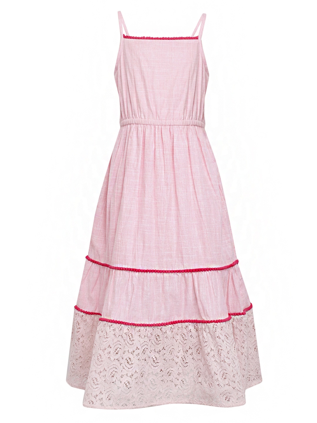 

A Little Fable Pink Fit and Flare Tiered Dress