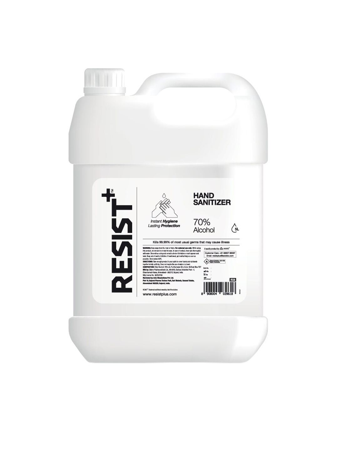 

RESIST PLUS Ethanol-Based Alcohol Hand Sanitizer 5 L, Blue