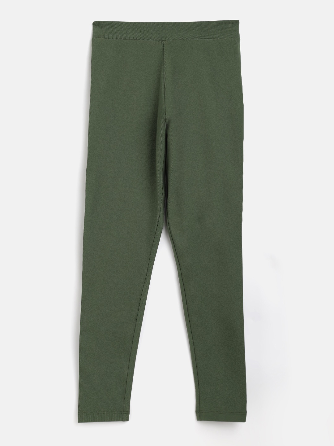 

Noh.Voh - SASSAFRAS Kids Girls Olive Green Solid Ankle-Length Leggings