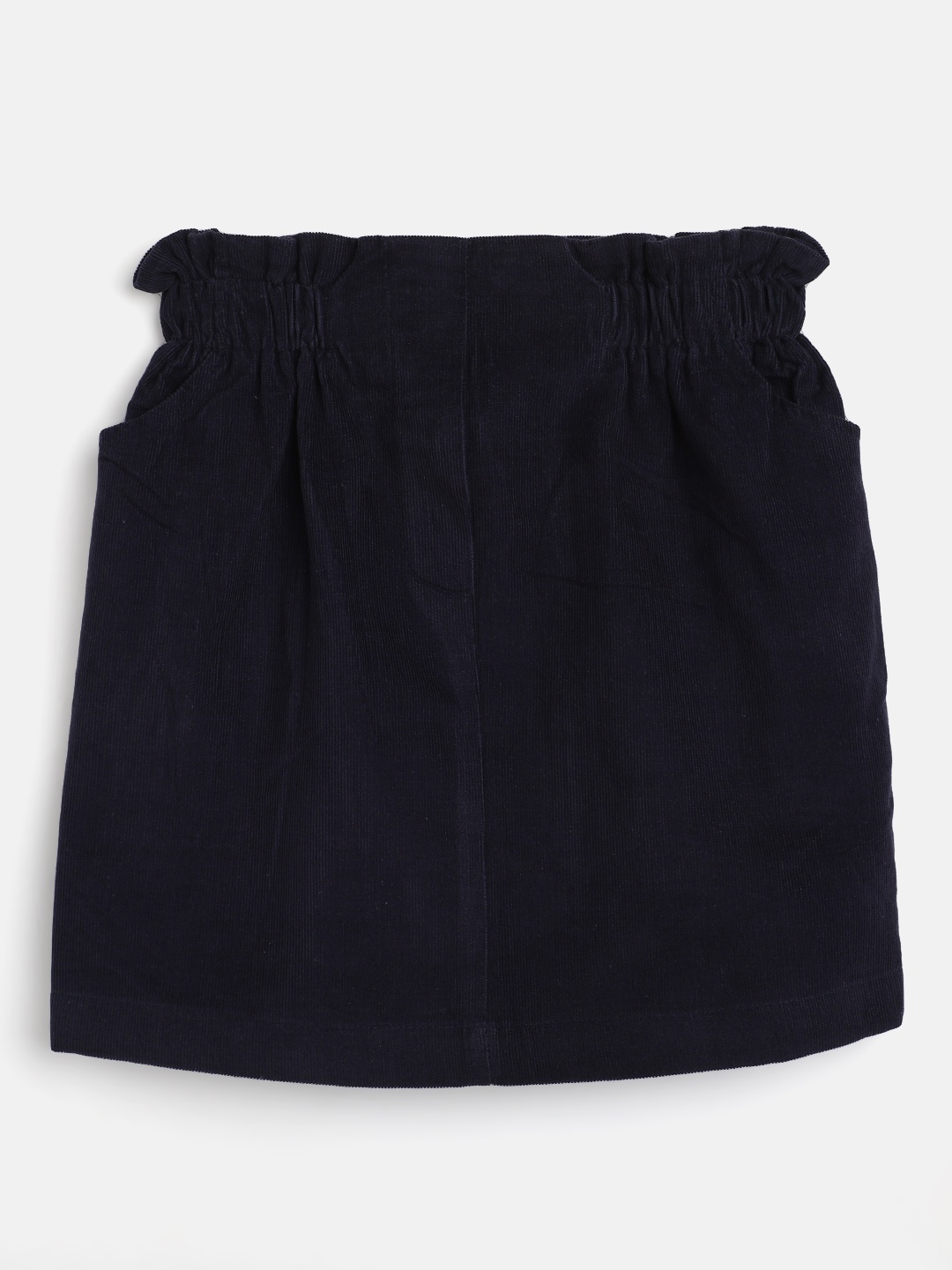 

Noh.Voh - SASSAFRAS Kids Girls Navy Blue Pure Cotton Corduroy Solid Mini Straight Skirt