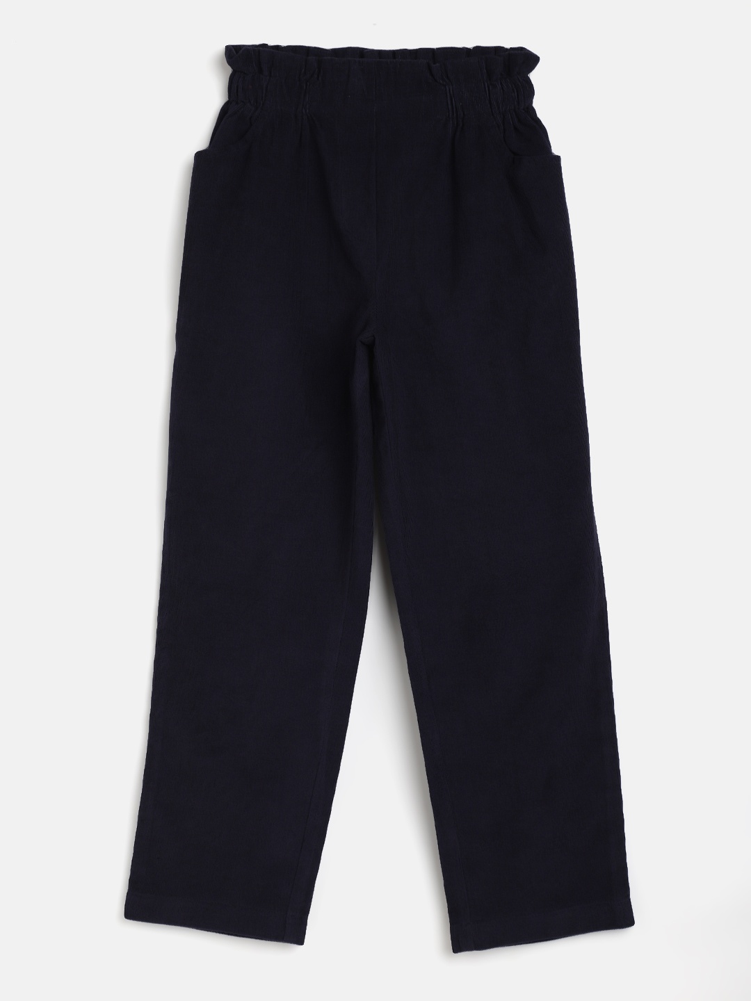 

Noh.Voh - SASSAFRAS Kids Girls Navy Blue Solid Pure Cotton Corduroy Trousers