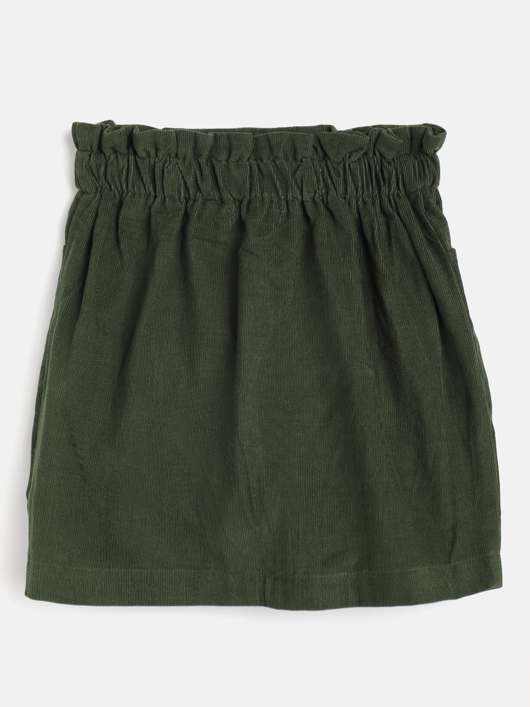 

Noh.Voh - SASSAFRAS Kids Girls Olive Green Corduroy Mini Paper Bag Skirt