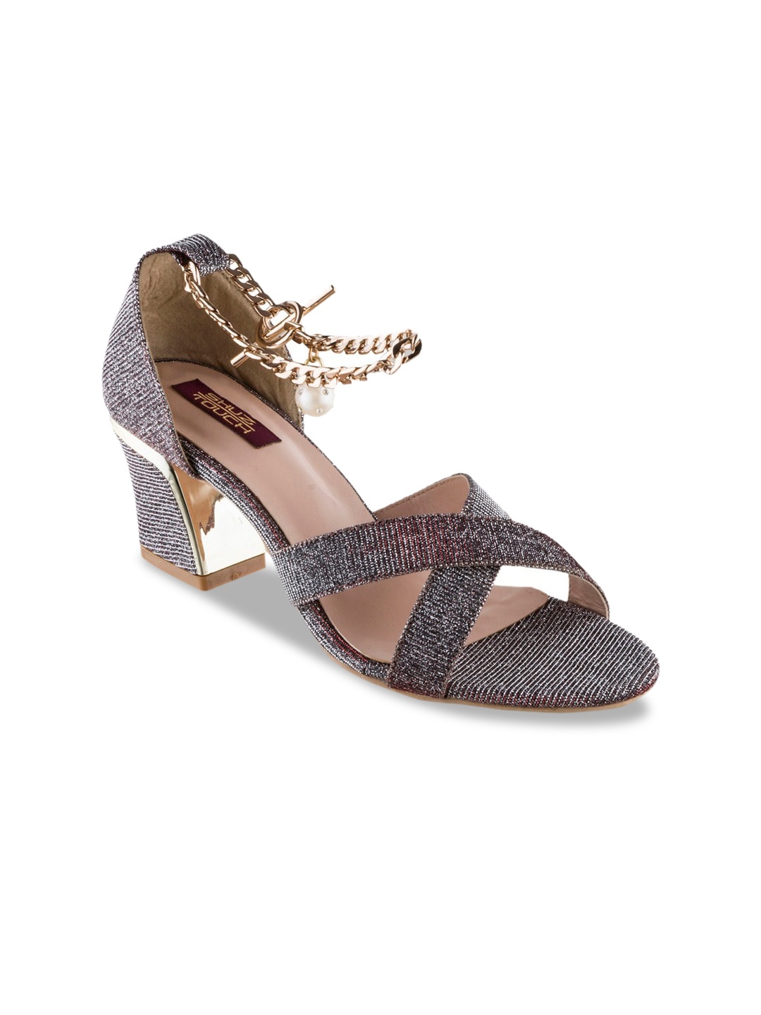 

SHUZ TOUCH Copper-Toned Block Sandals