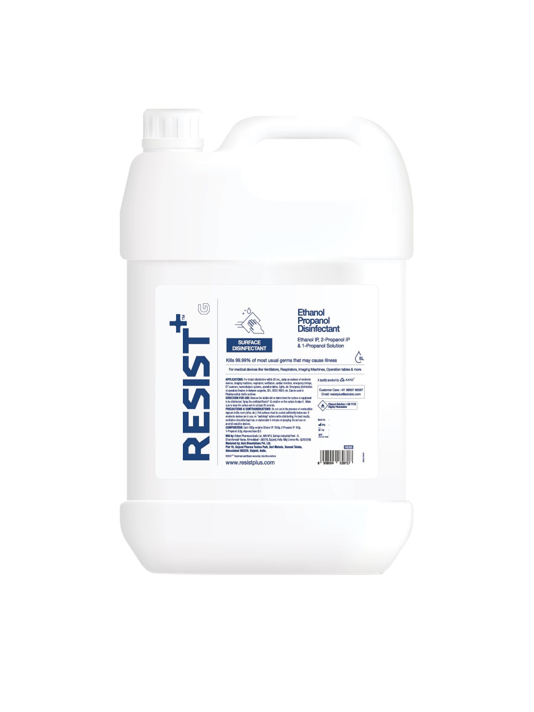 

RESIST PLUS Alcohol-Based Surface Disinfectant Spray 5 l, White