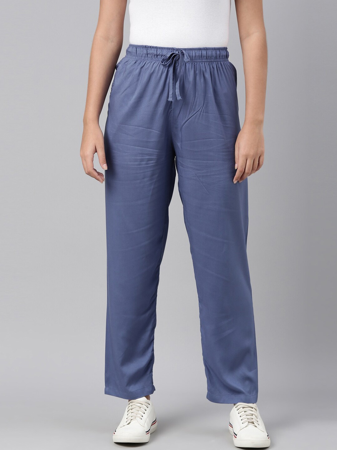 

Go Colors Women Blue Pleated Trousers