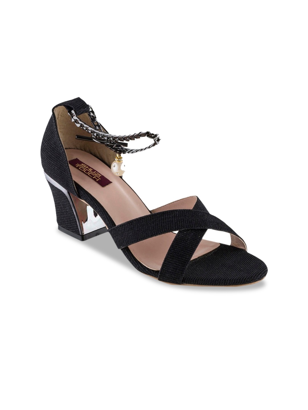 

SHUZ TOUCH Black Block Peep Toes