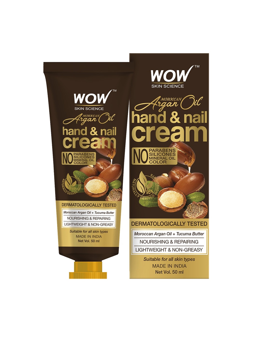 

WOW SKIN SCIENCE Brown Moroccan Argan Oil Hand & Nail Cream 50 ML, White