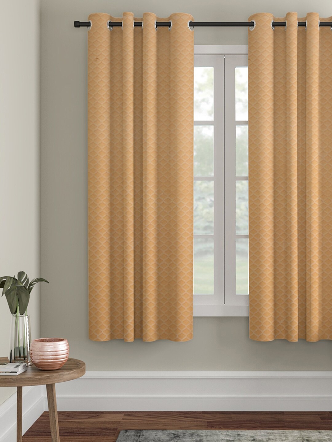 

HOSTA HOMES Cream-Coloured Geometric Window Curtain