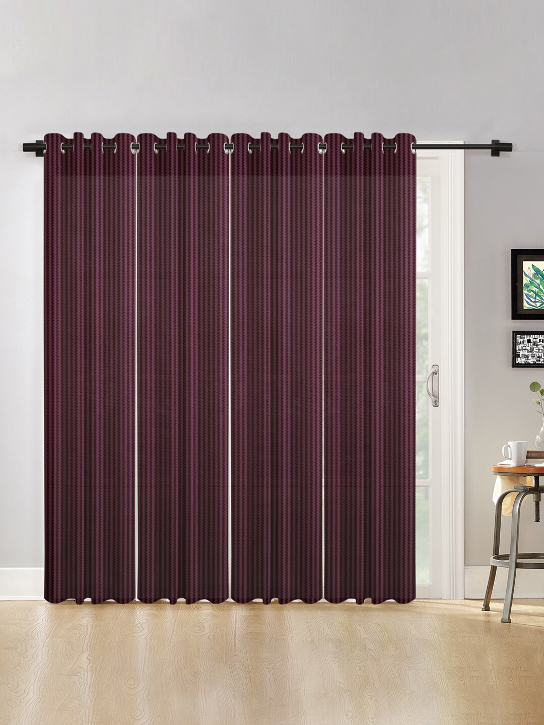 

HOSTA HOMES Set of 4 Purple Geometric Long Door Curtain