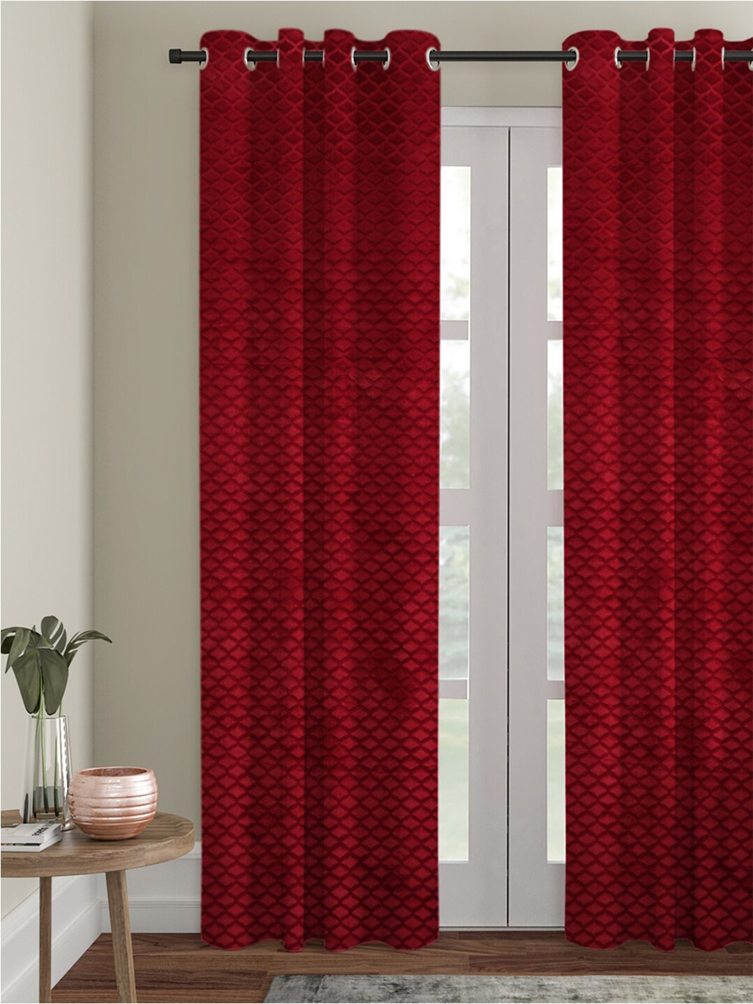 

HOSTA HOMES Maroon Geometric Door Curtain