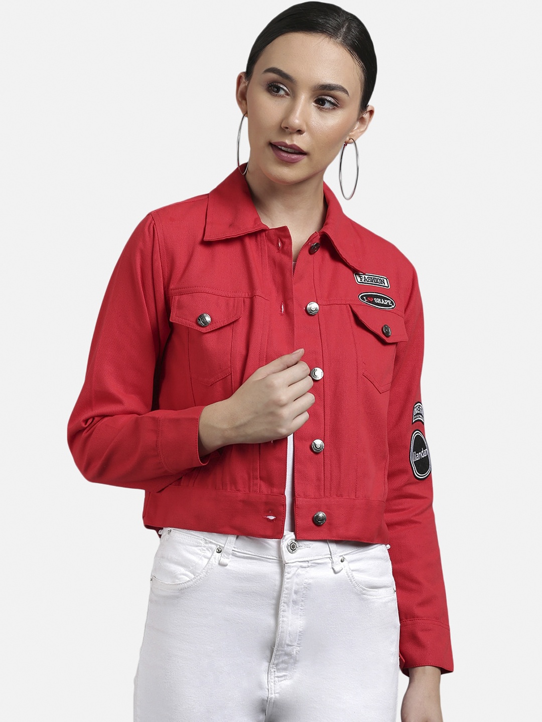 

FurryFlair Women Red Solid Tailored Jacket
